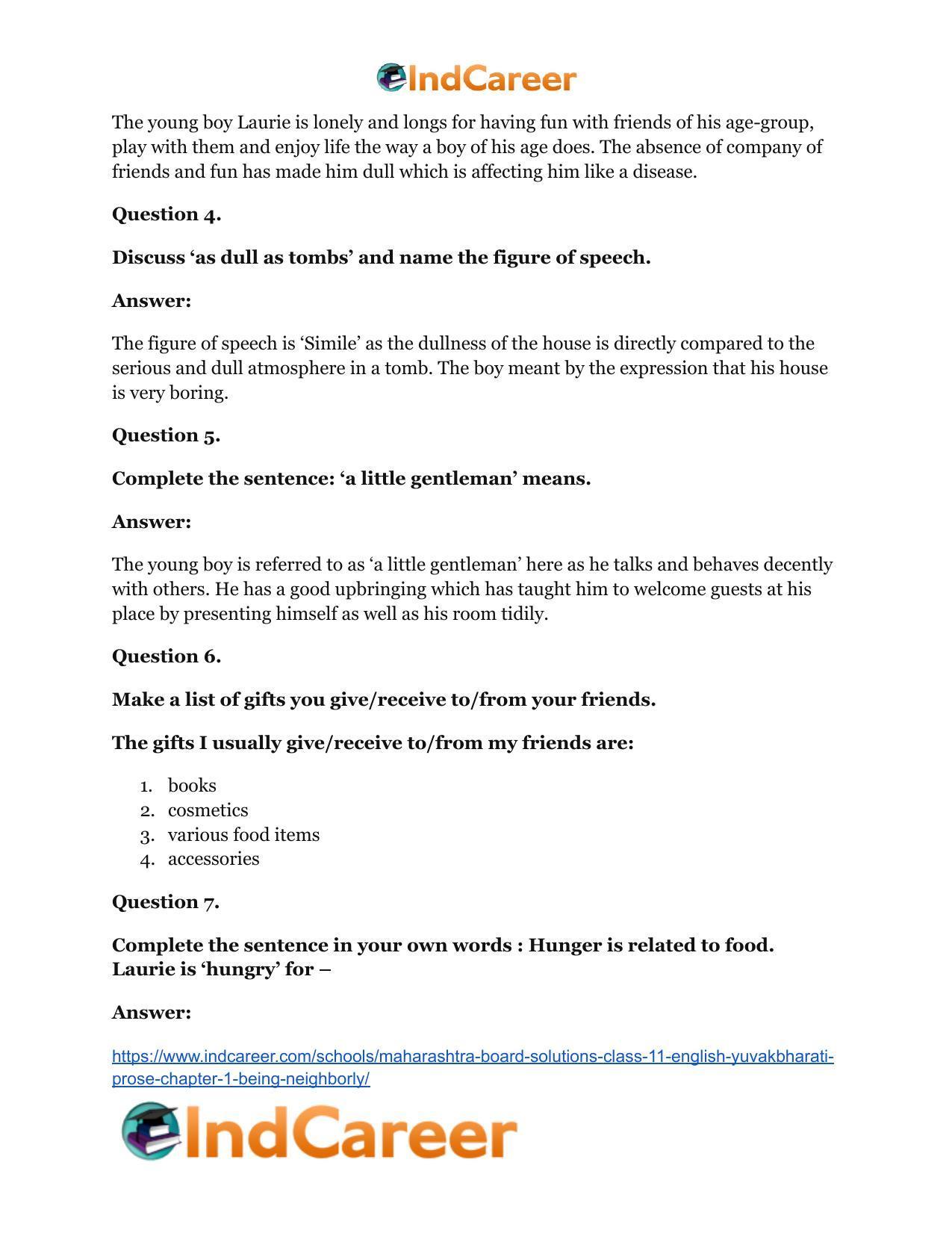 Maharashtra Board Solutions Class 11-English Yuvakbharati (Prose): Chapter 1- Being Neighborly - Page 12