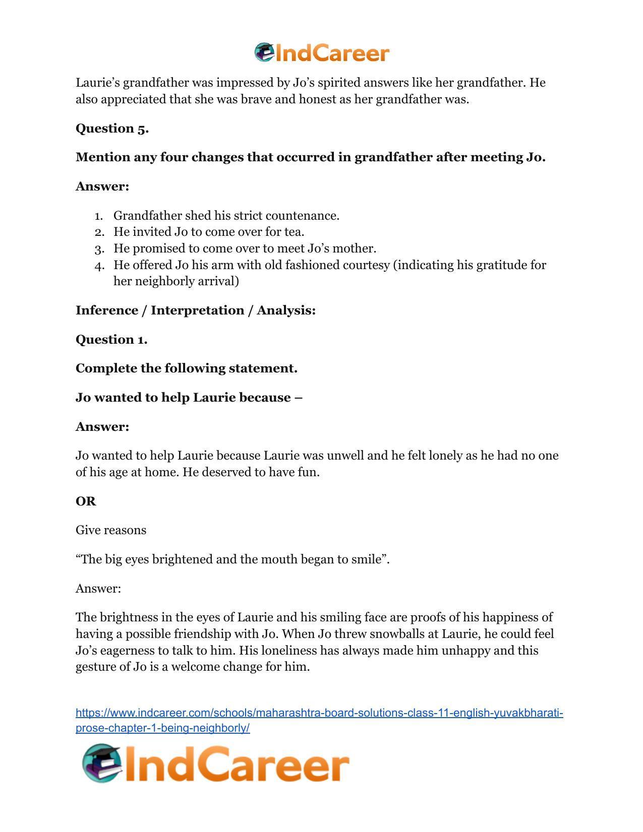 Maharashtra Board Solutions Class 11-English Yuvakbharati (Prose): Chapter 1- Being Neighborly - Page 21