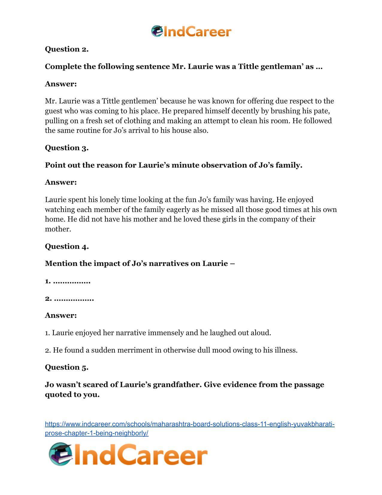 Maharashtra Board Solutions Class 11-English Yuvakbharati (Prose): Chapter 1- Being Neighborly - Page 22