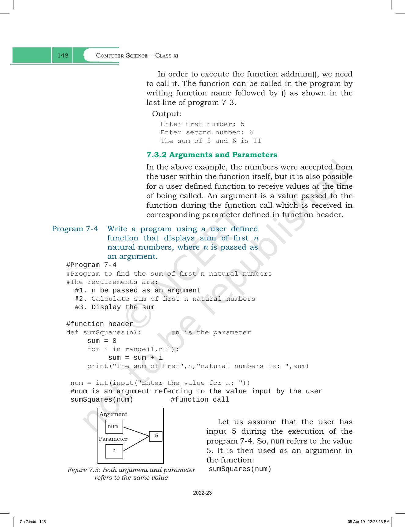 NCERT Book for Class 11 Computer Science Chapter 7 Functions - Page 6
