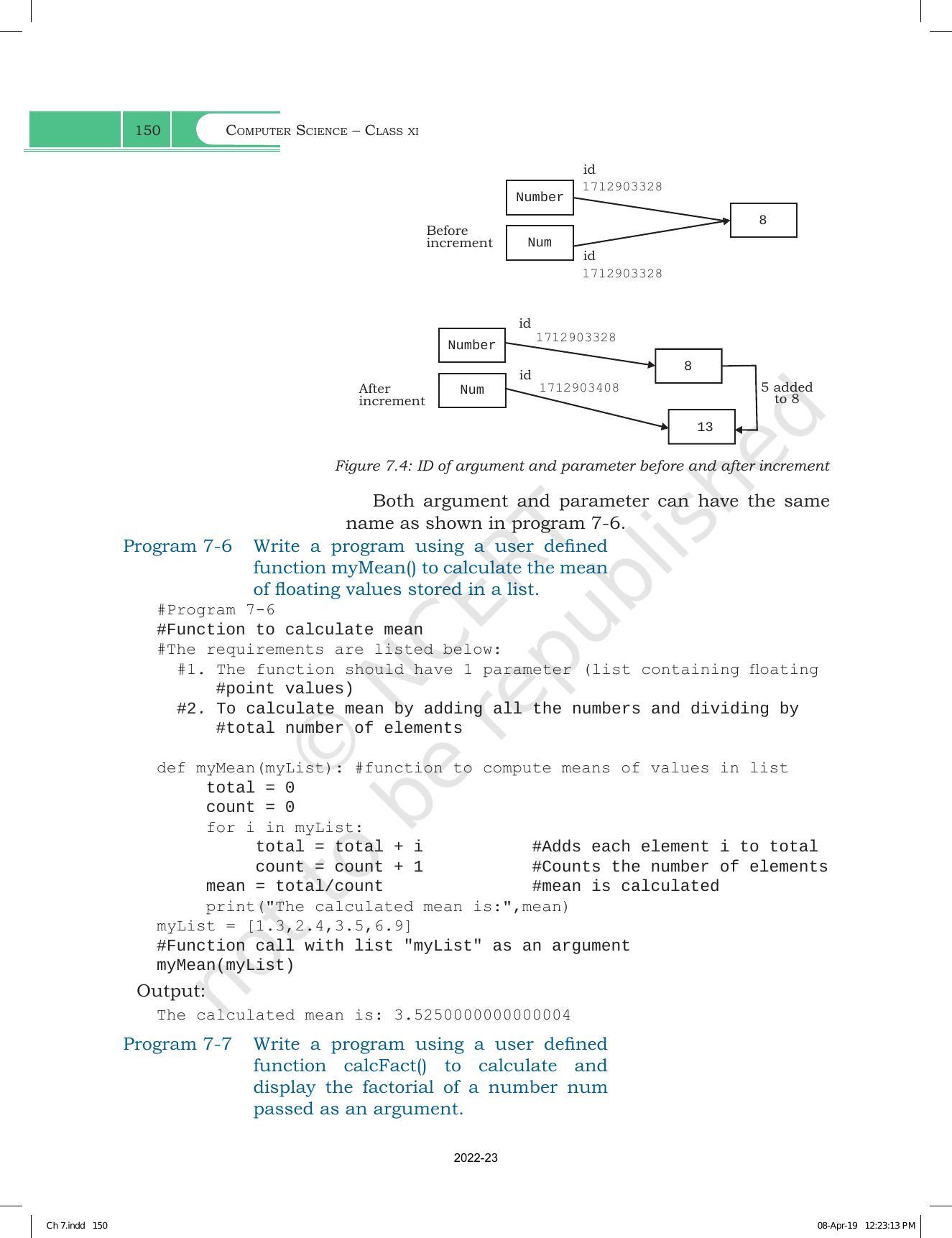 NCERT Book for Class 11 Computer Science Chapter 7 Functions - Page 8