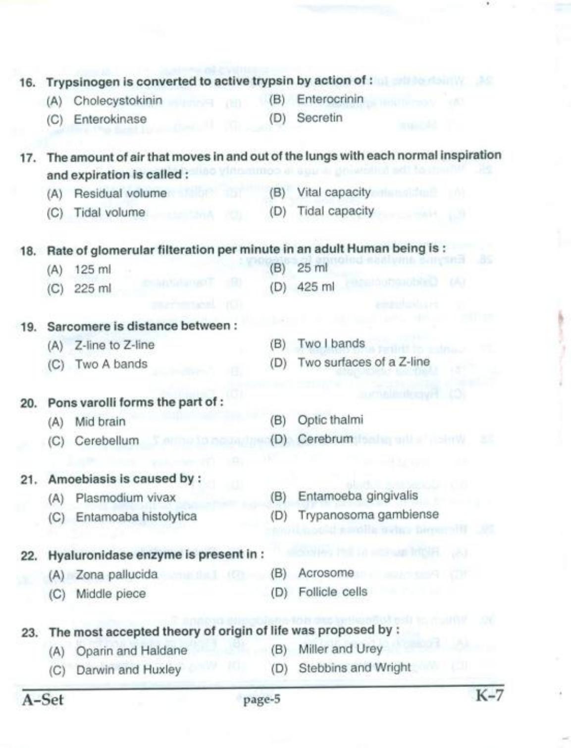 PUCET UG 2017 Biology Question Paper - Page 4