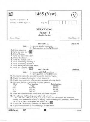 AP Intermediate 2nd Year Vocational Question Paper September-2021 - Surveying(NEW)-I
