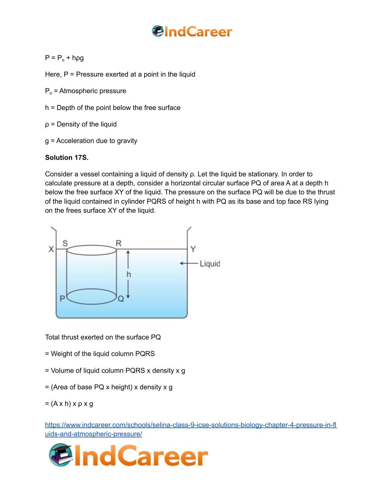 Selina Class 9 ICSE Solutions Biology : Chapter 4- Pressure in Fluids and Atmospheric Pressure - Page 5