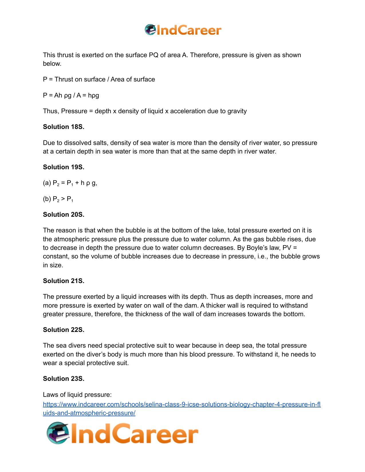 Selina Class 9 ICSE Solutions Biology : Chapter 4- Pressure in Fluids and Atmospheric Pressure - Page 6