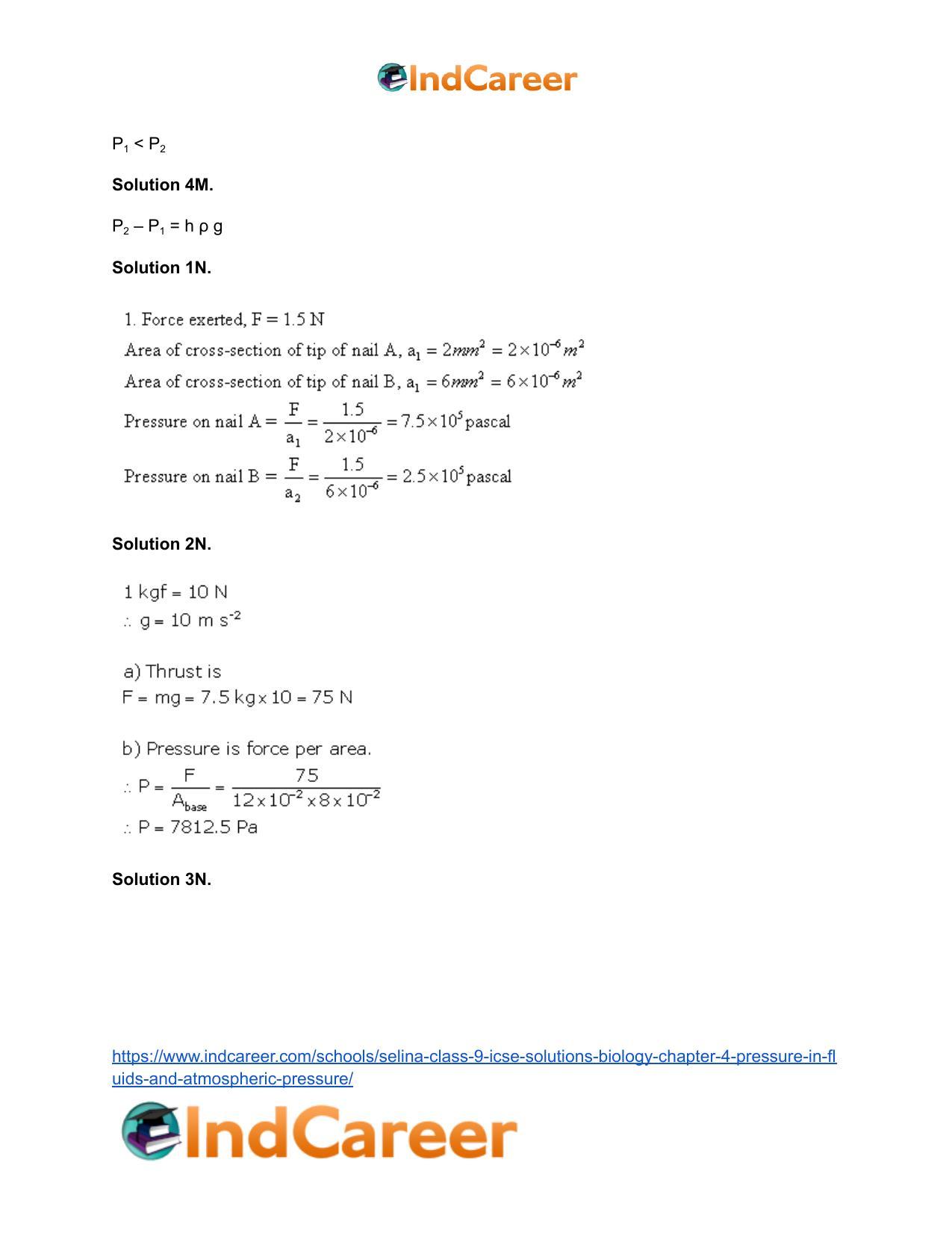 Selina Class 9 ICSE Solutions Biology : Chapter 4- Pressure in Fluids and Atmospheric Pressure - Page 10