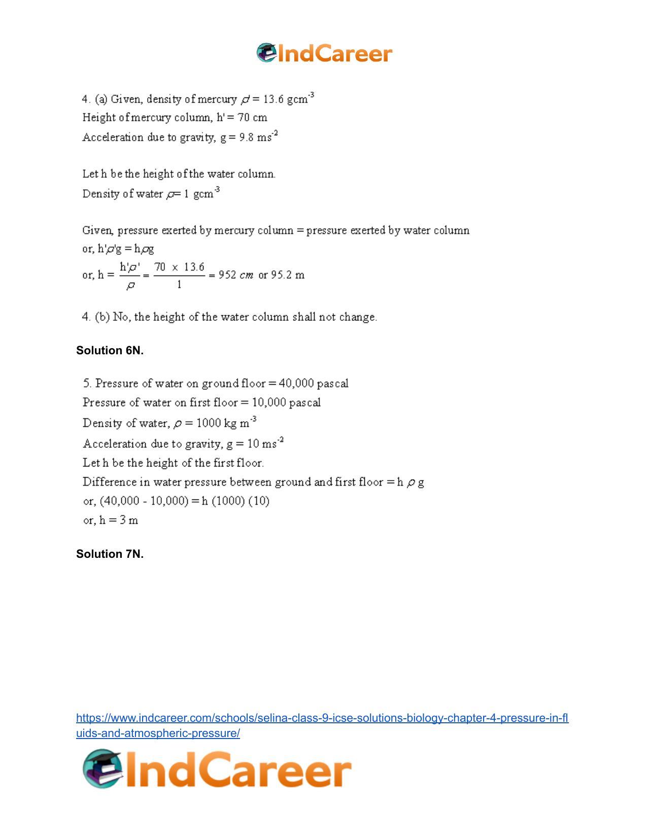 Selina Class 9 ICSE Solutions Biology : Chapter 4- Pressure in Fluids and Atmospheric Pressure - Page 12