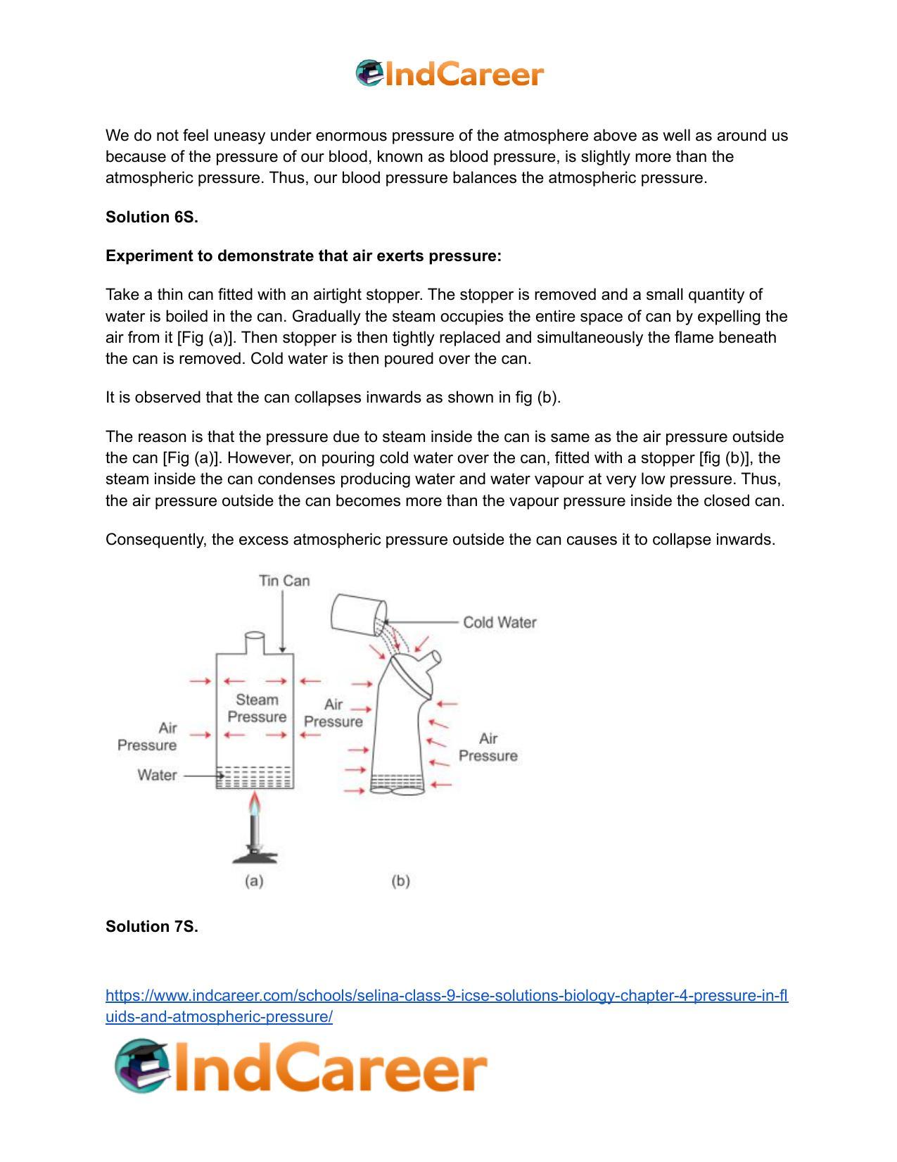 Selina Class 9 ICSE Solutions Biology : Chapter 4- Pressure in Fluids and Atmospheric Pressure - Page 17