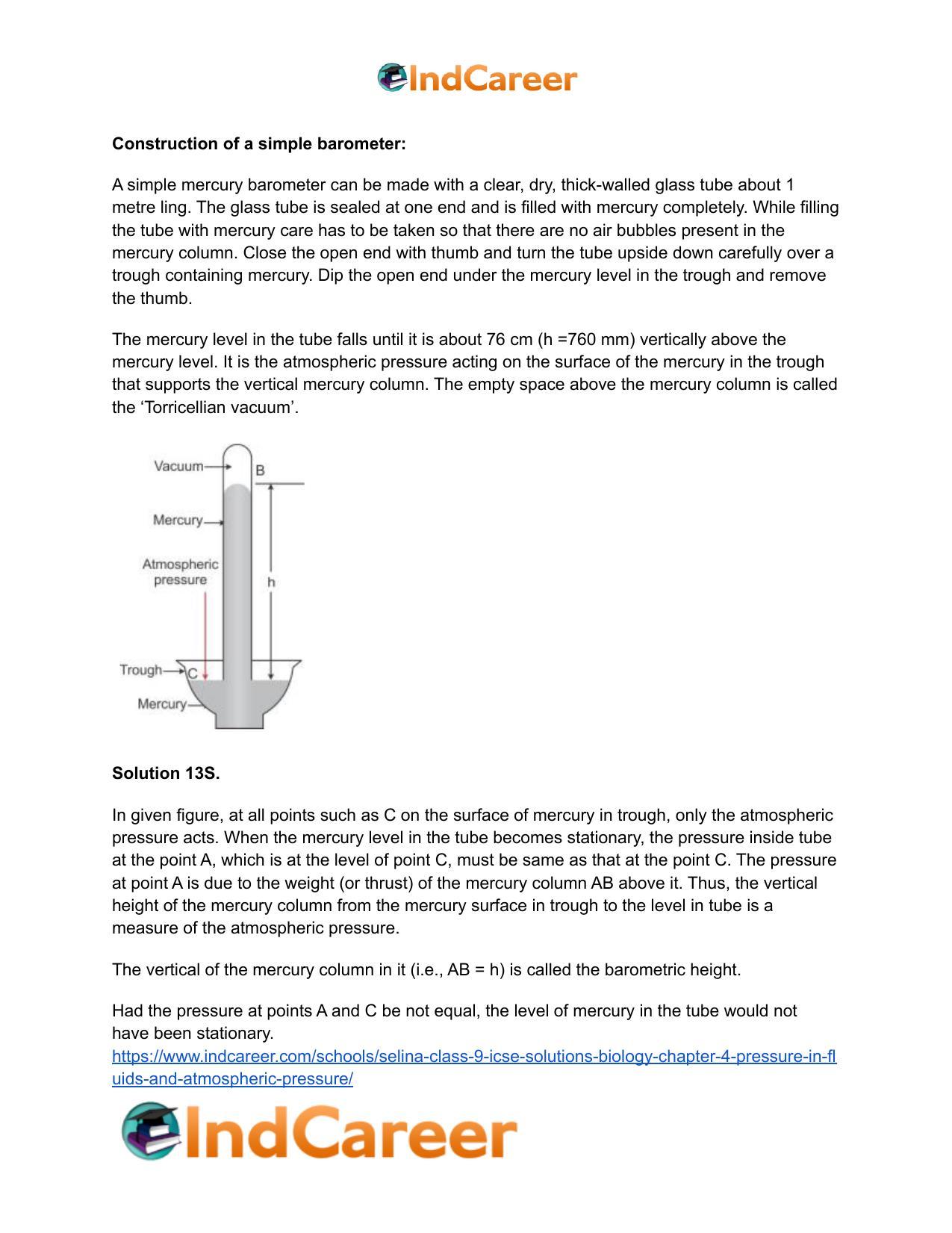 Selina Class 9 ICSE Solutions Biology : Chapter 4- Pressure in Fluids and Atmospheric Pressure - Page 19