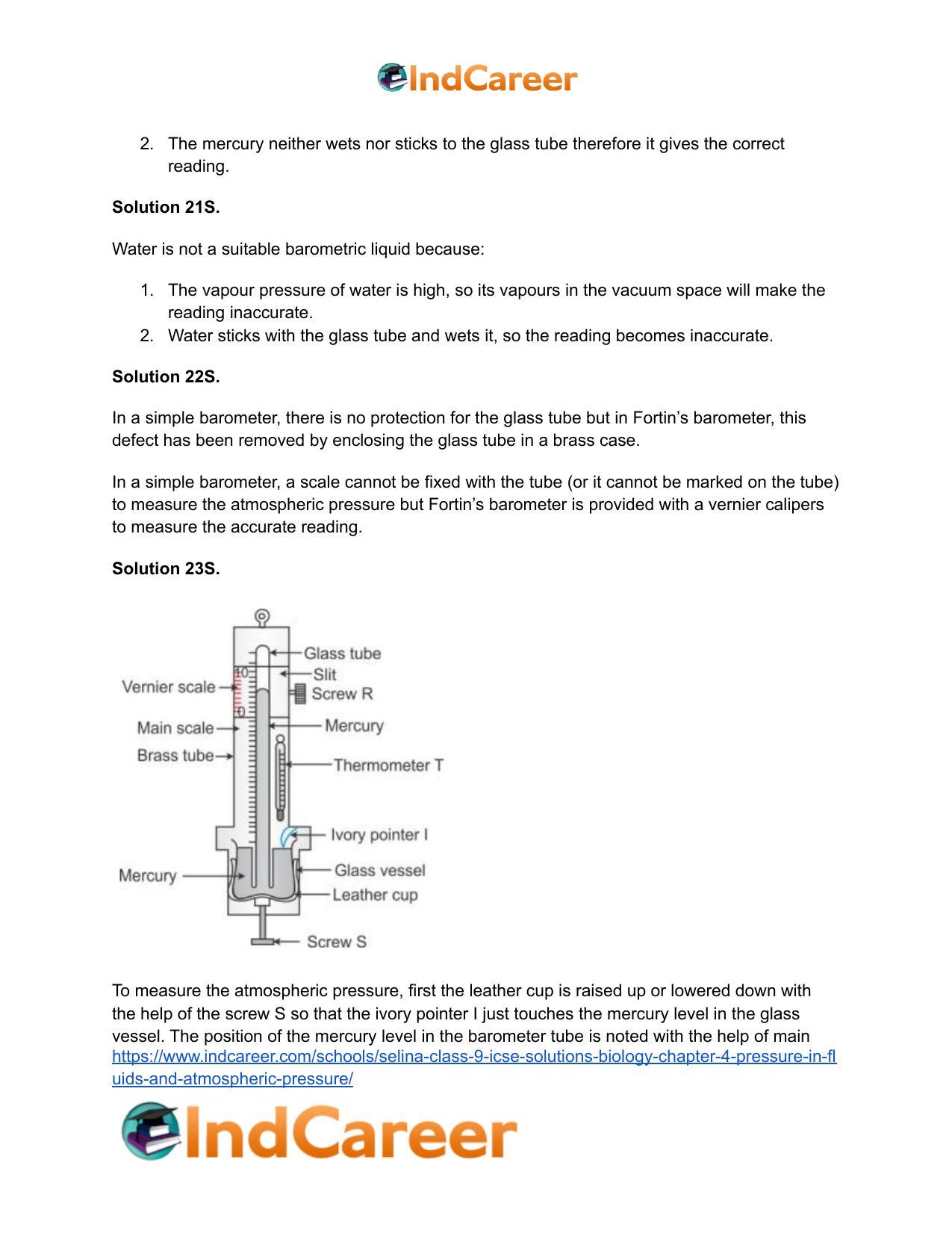 Selina Class 9 ICSE Solutions Biology : Chapter 4- Pressure in Fluids and Atmospheric Pressure - Page 22