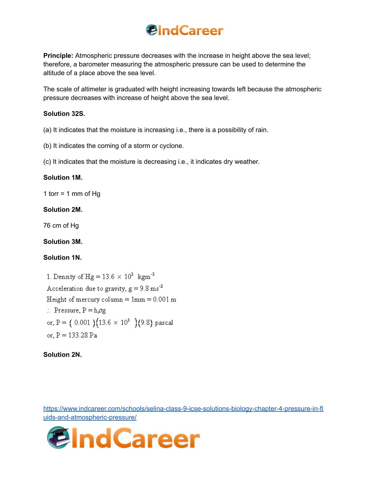 Selina Class 9 ICSE Solutions Biology : Chapter 4- Pressure in Fluids and Atmospheric Pressure - Page 25
