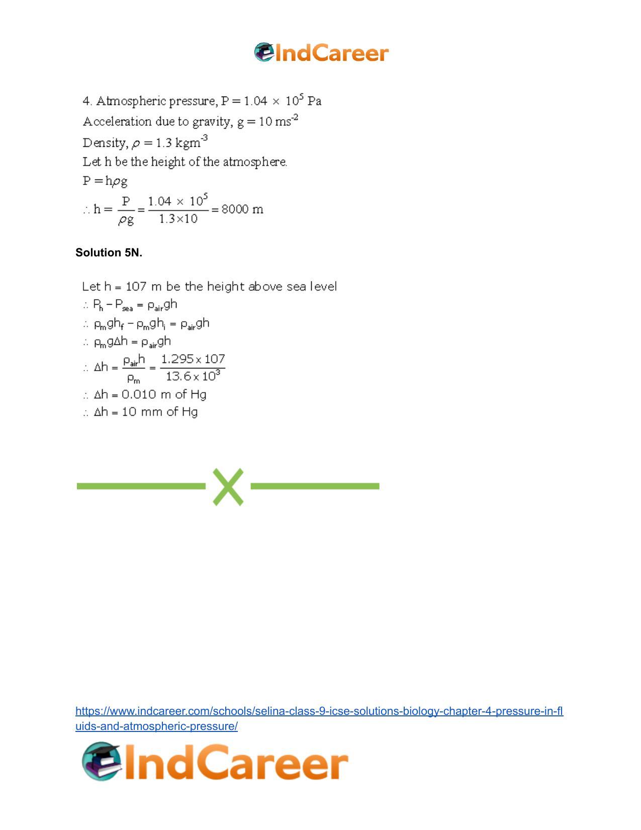 Selina Class 9 ICSE Solutions Biology : Chapter 4- Pressure in Fluids and Atmospheric Pressure - Page 27