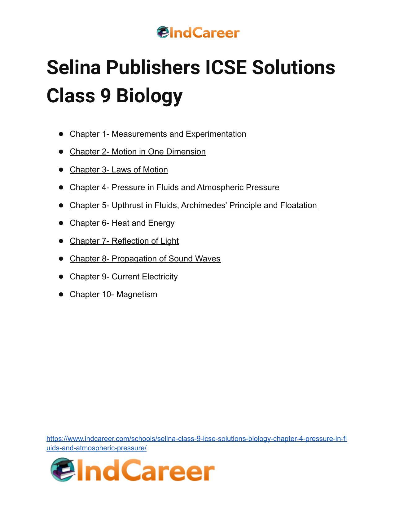 Selina Class 9 ICSE Solutions Biology : Chapter 4- Pressure in Fluids and Atmospheric Pressure - Page 28