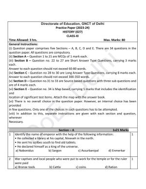 Edudel Class 11 History (English) Practice Papers-1 (2023-24)