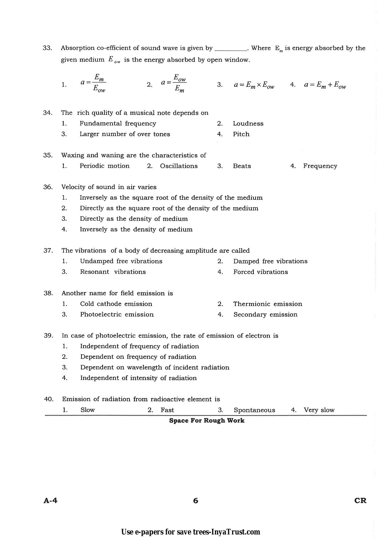 Karnataka Diploma CET- 2015 Ceramics Technology Question Paper - Page 6