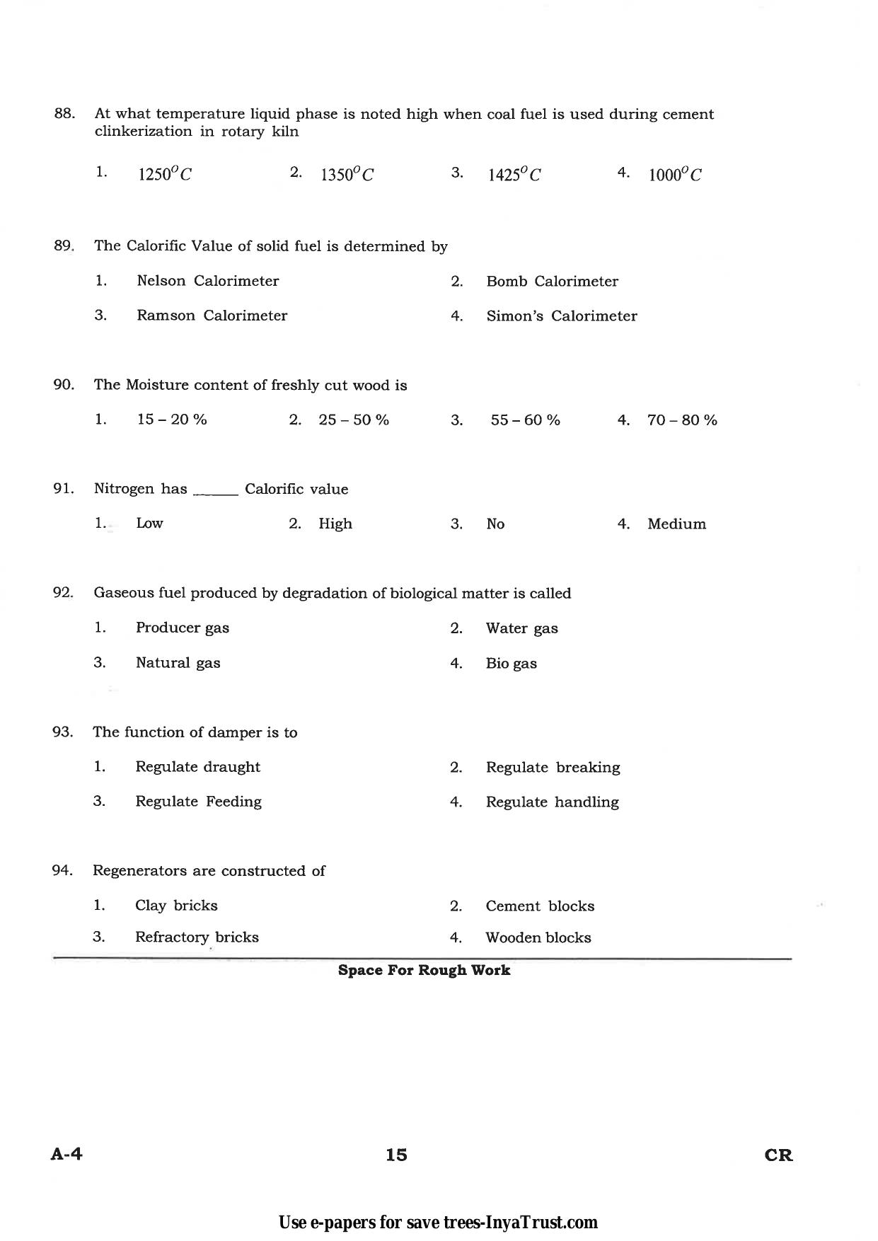 Karnataka Diploma CET- 2015 Ceramics Technology Question Paper - Page 15