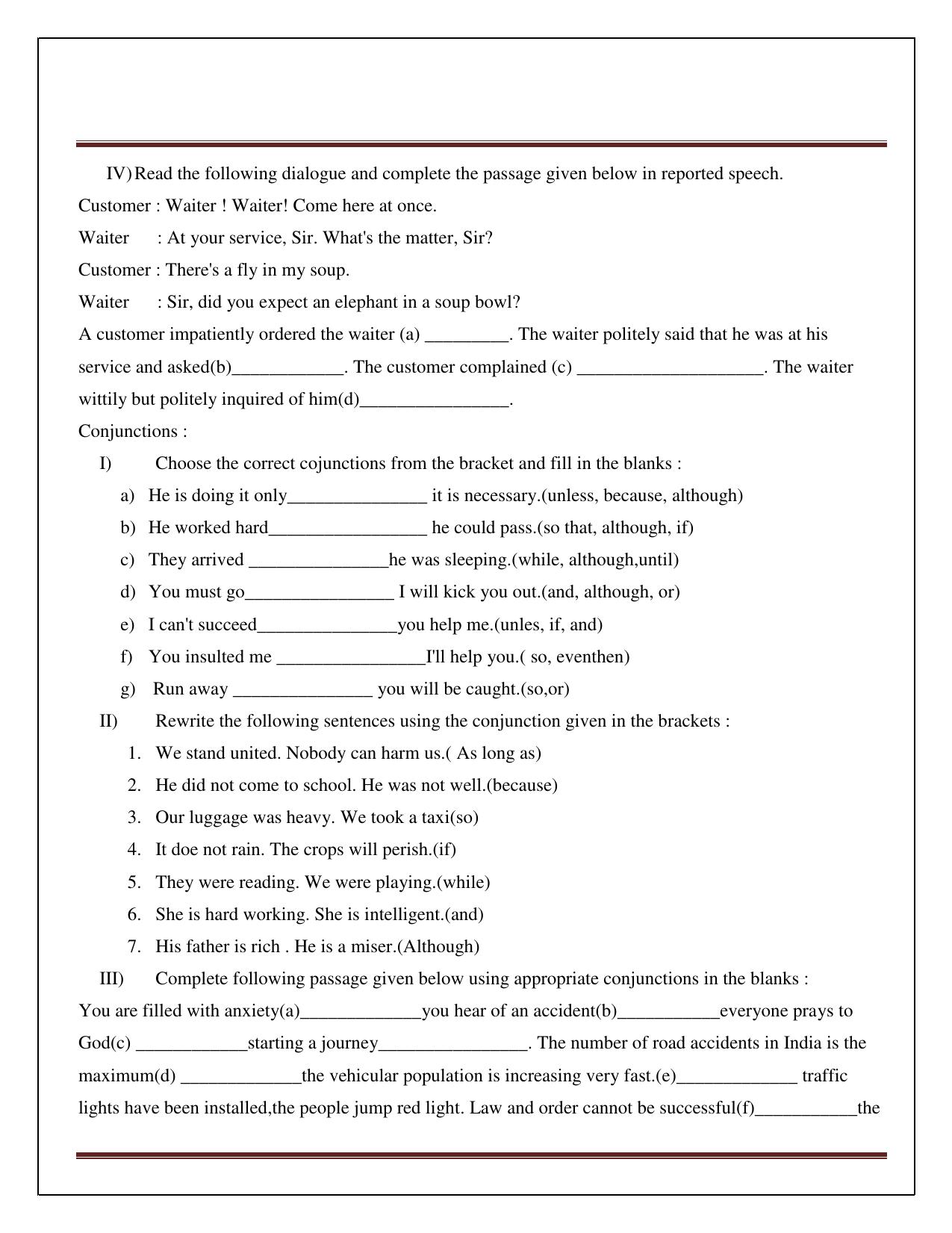 CBSE Worksheets for Class 6 English Practice Assignment 16 - Page 7