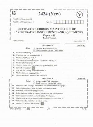 AP Intermediate 2nd Year Vocational Question Paper September-2021 - Refractive_Errors,Maintenance_of_Investigative_Instruments&Equipment-II
