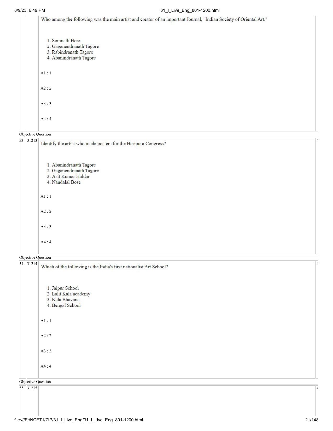 NCET 2023 Question Paper (English Q 801-1200) - Page 21