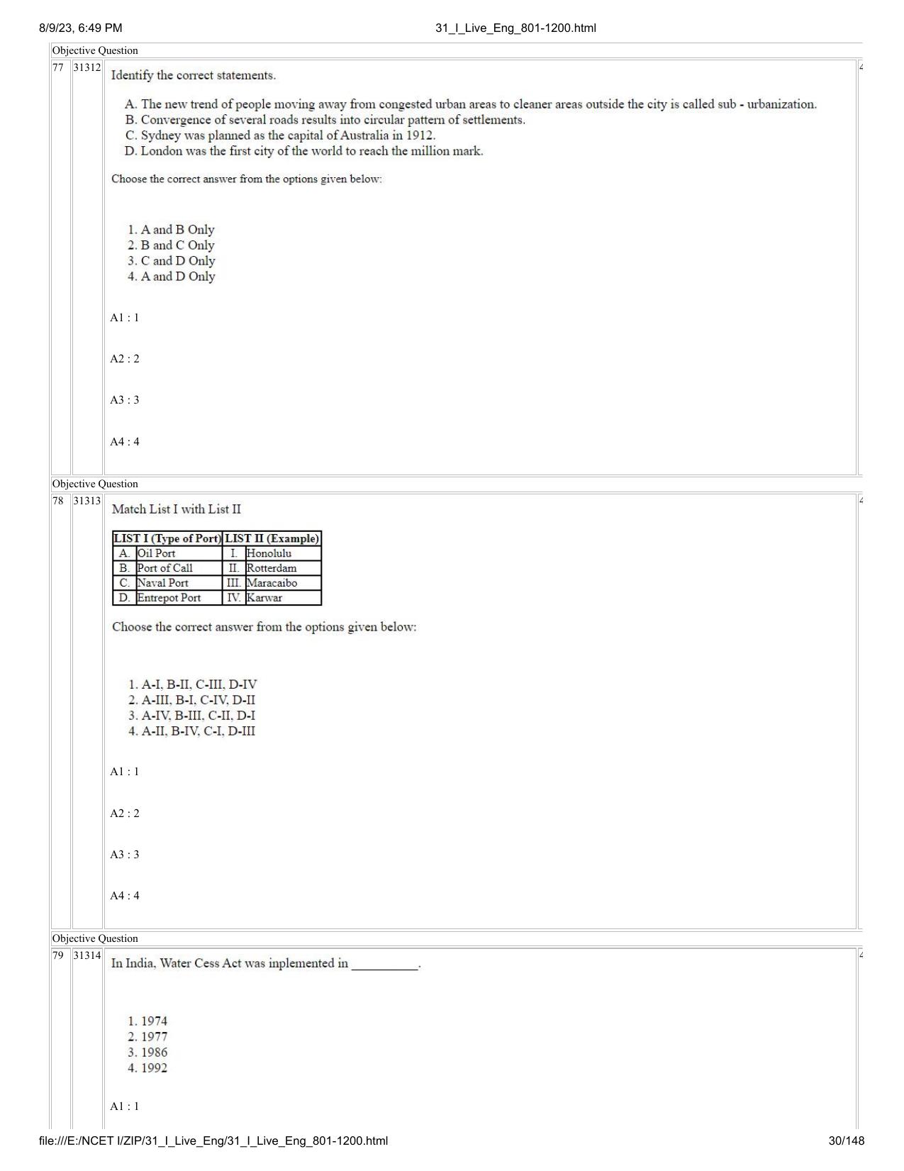 NCET 2023 Question Paper (English Q 801-1200) - Page 30