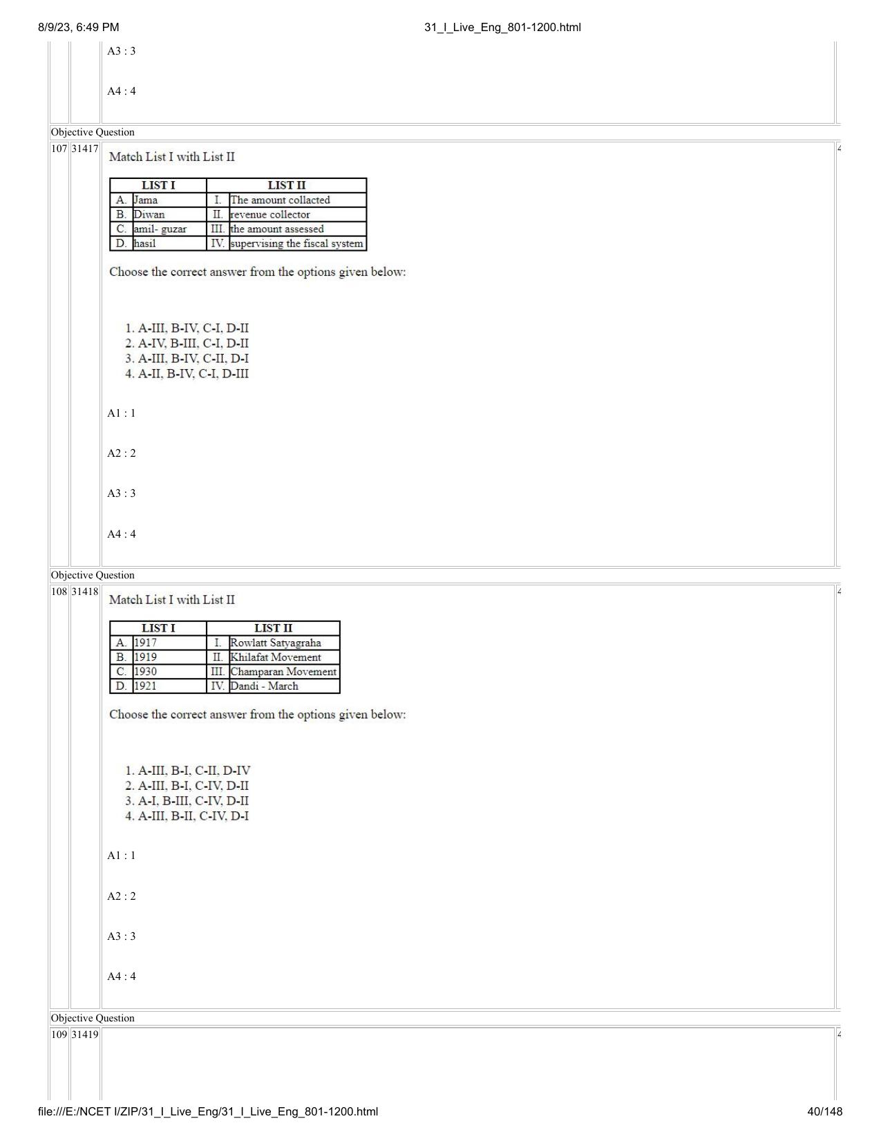 NCET 2023 Question Paper (English Q 801-1200) - Page 40