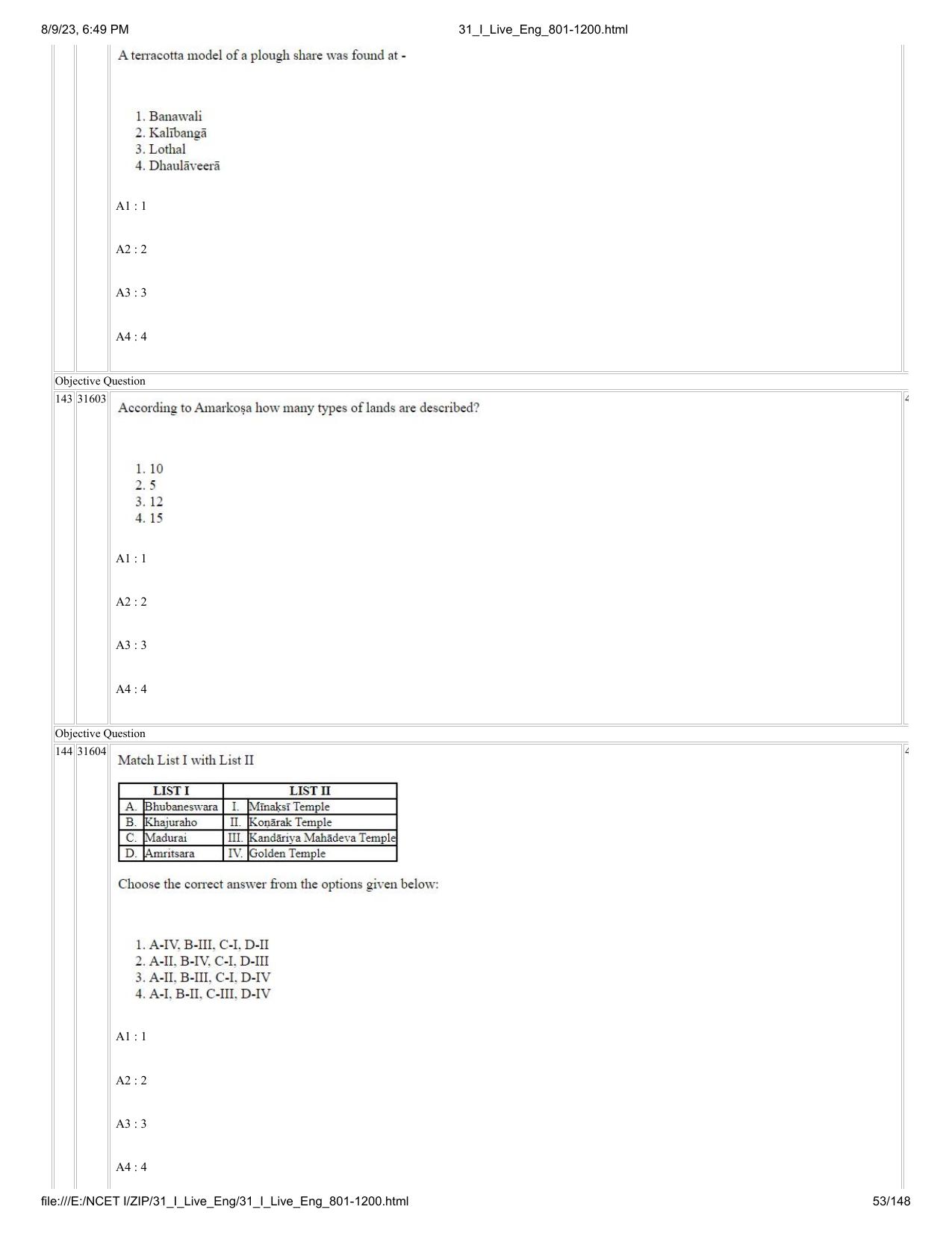 NCET 2023 Question Paper (English Q 801-1200) - Page 53