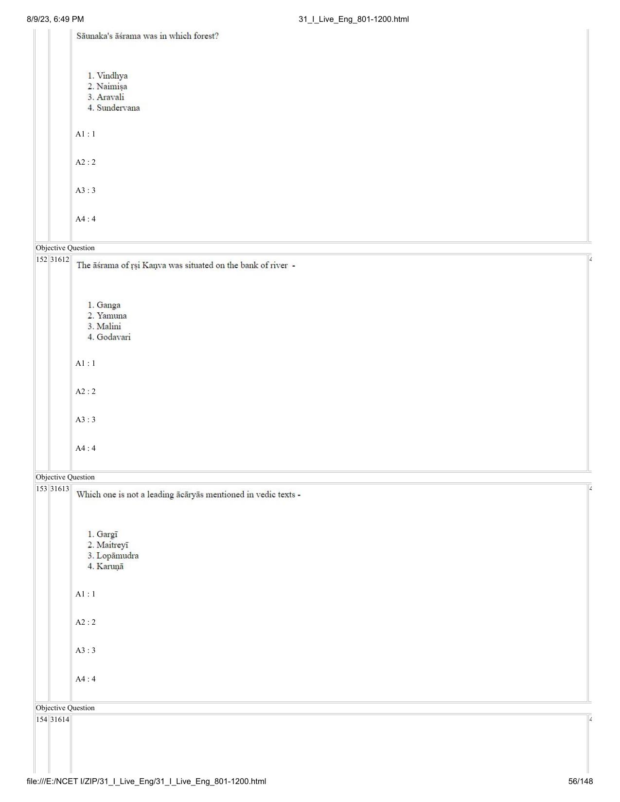 NCET 2023 Question Paper (English Q 801-1200) - Page 56
