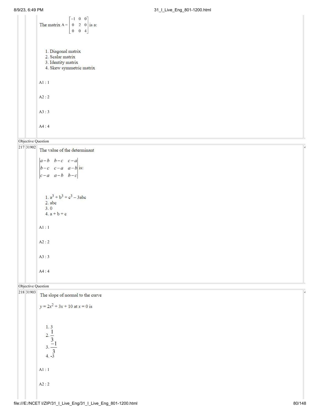 NCET 2023 Question Paper (English Q 801-1200) - Page 80