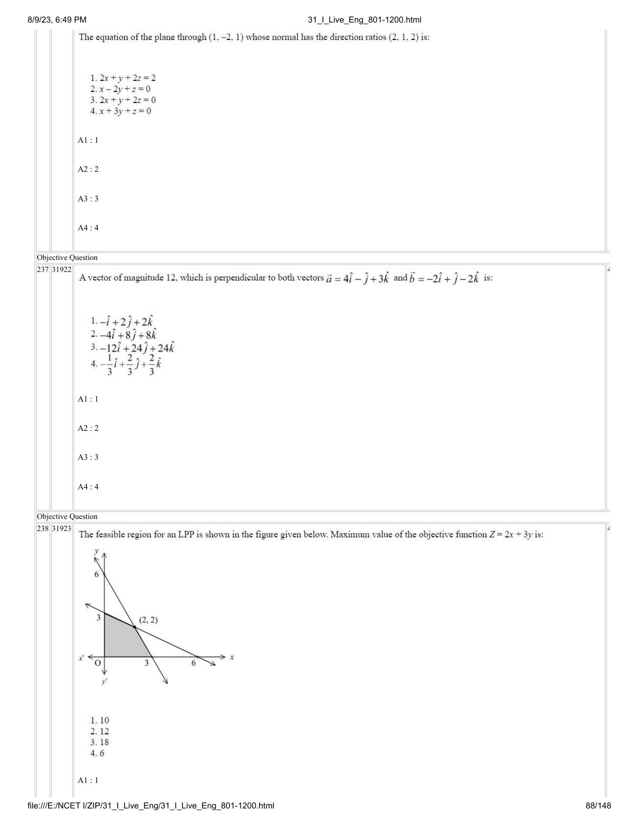 NCET 2023 Question Paper (English Q 801-1200) - Page 88