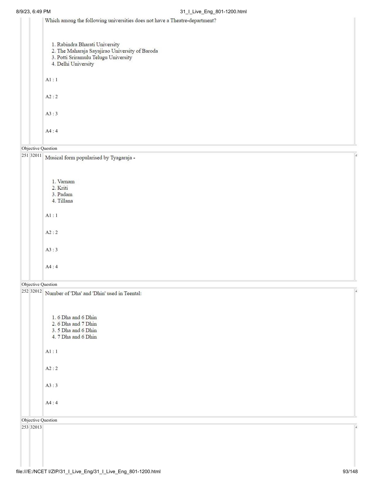 NCET 2023 Question Paper (English Q 801-1200) - Page 93