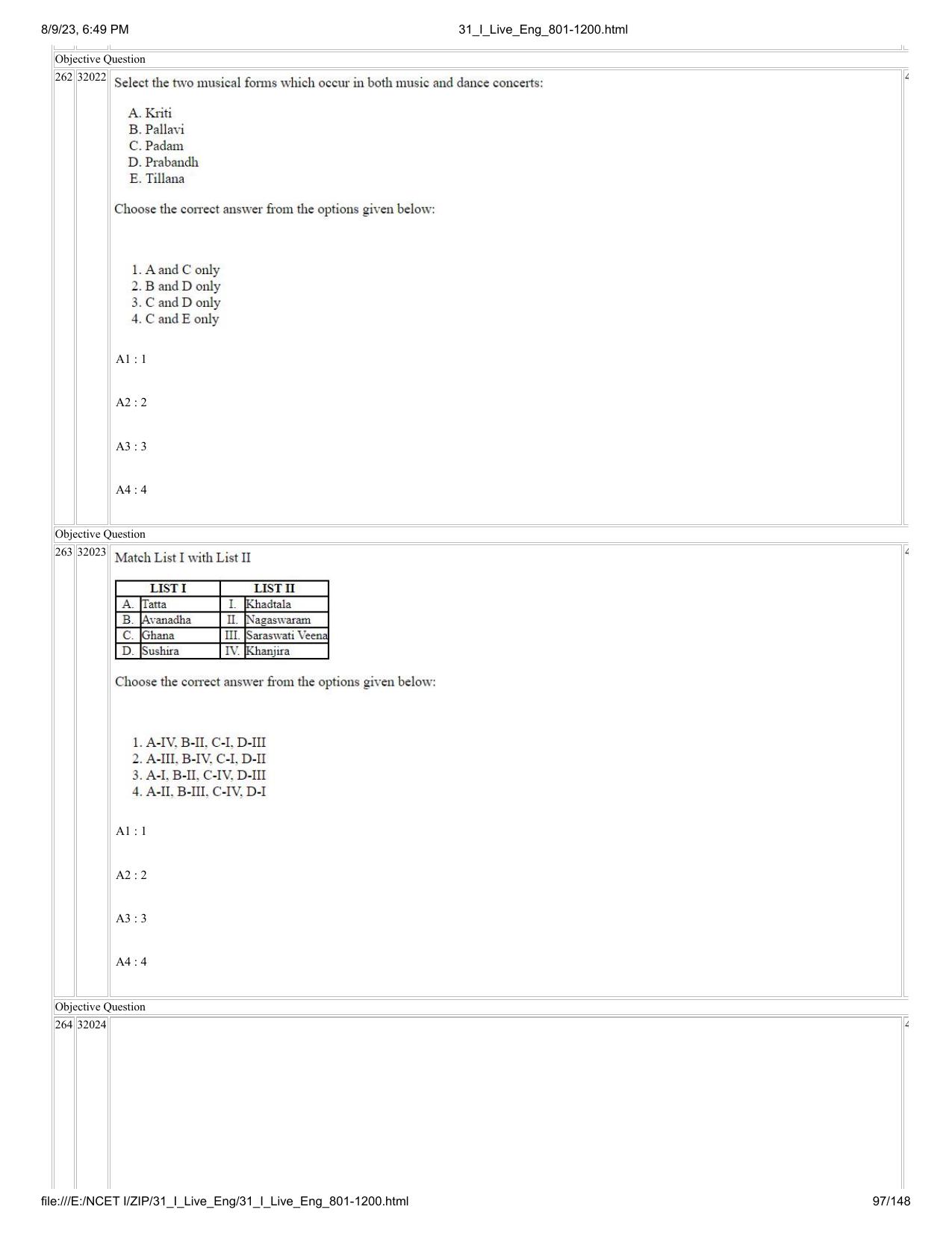 NCET 2023 Question Paper (English Q 801-1200) - Page 97