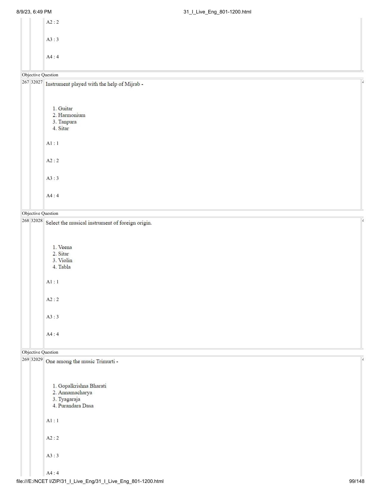 NCET 2023 Question Paper (English Q 801-1200) - Page 99