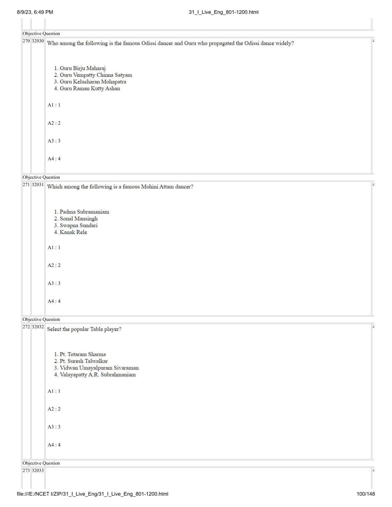 NCET 2023 Question Paper (English Q 801-1200) - Page 100