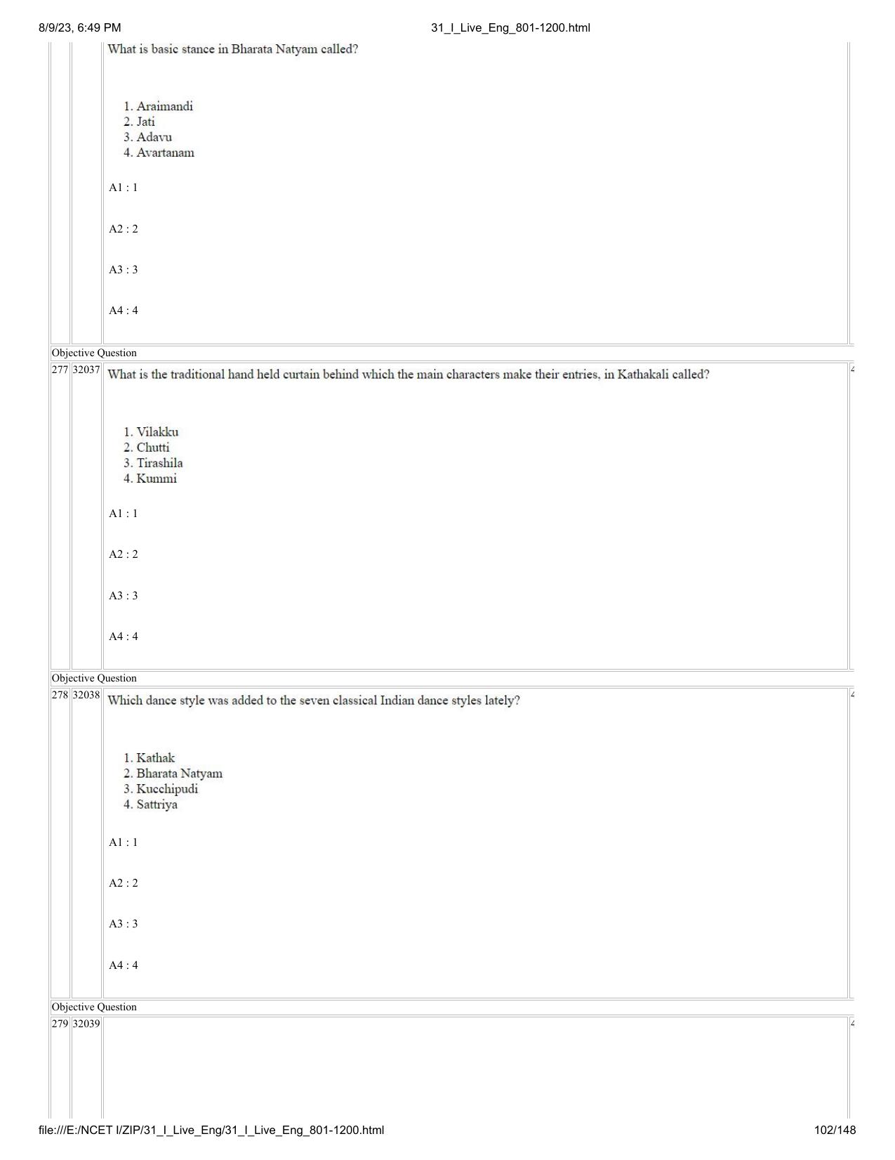 NCET 2023 Question Paper (English Q 801-1200) - Page 102
