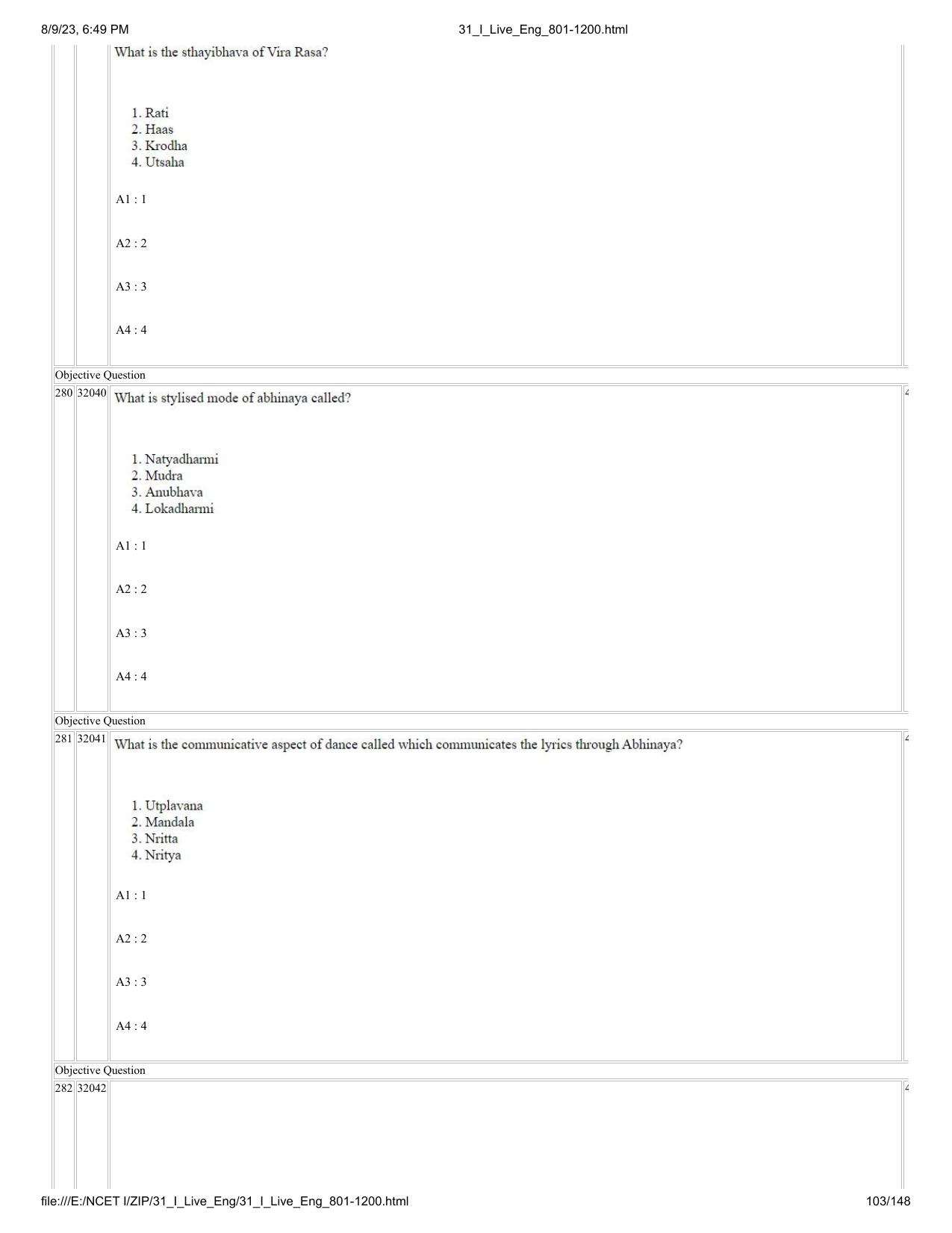 NCET 2023 Question Paper (English Q 801-1200) - Page 103