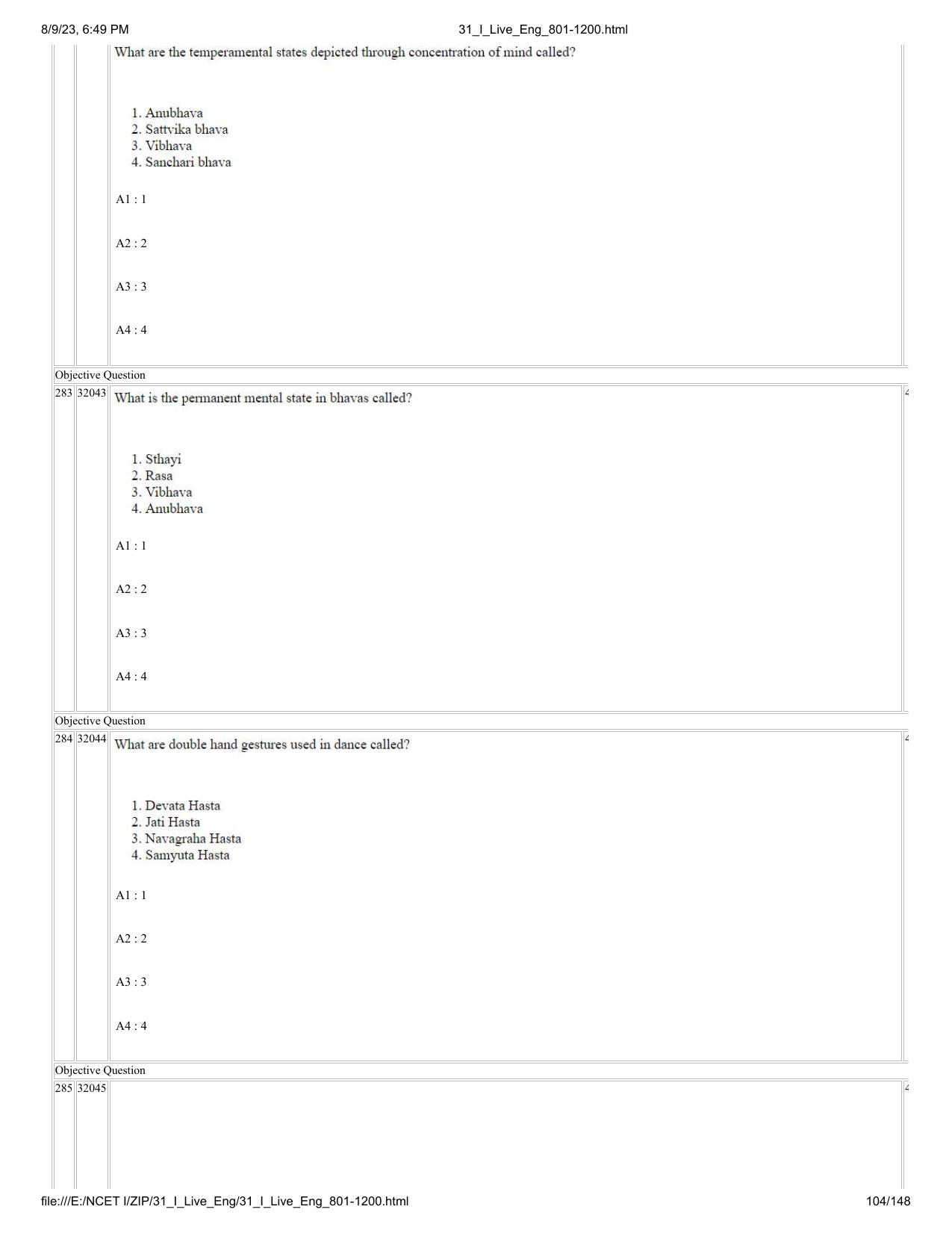 NCET 2023 Question Paper (English Q 801-1200) - Page 104