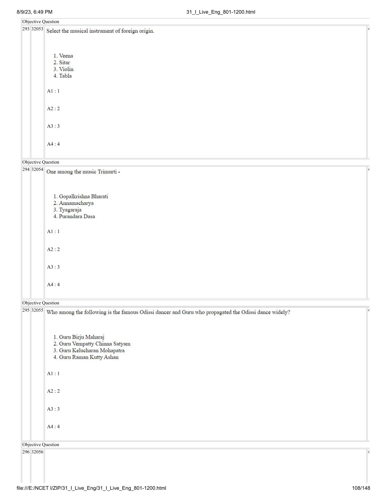 NCET 2023 Question Paper (English Q 801-1200) - Page 108