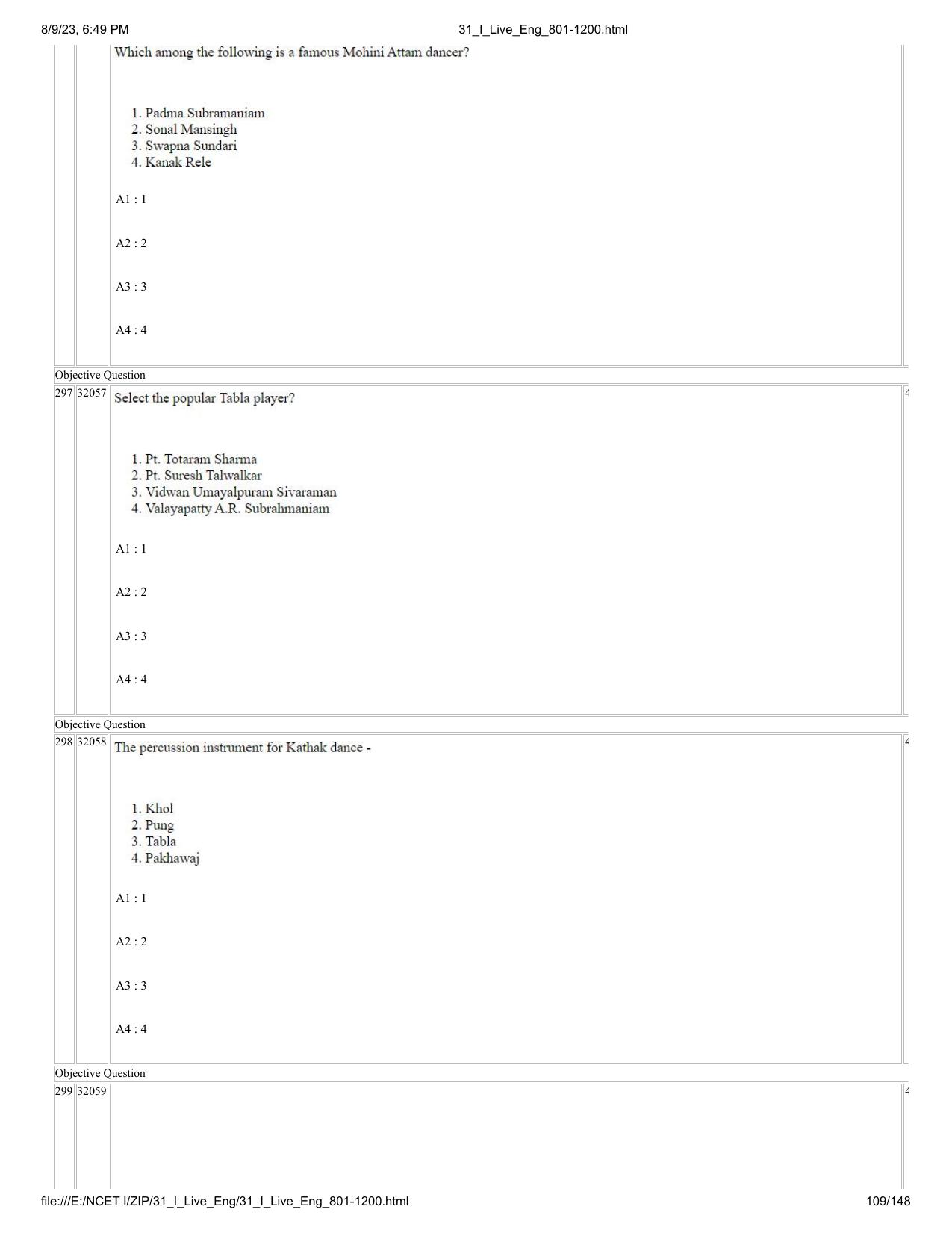 NCET 2023 Question Paper (English Q 801-1200) - Page 109
