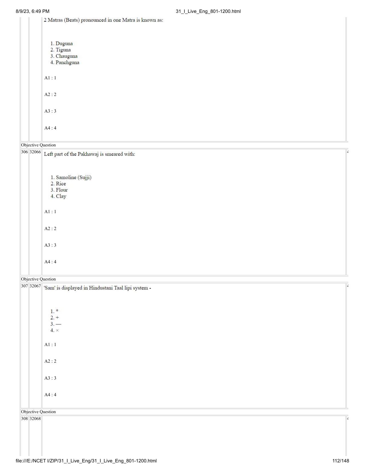 NCET 2023 Question Paper (English Q 801-1200) - Page 112