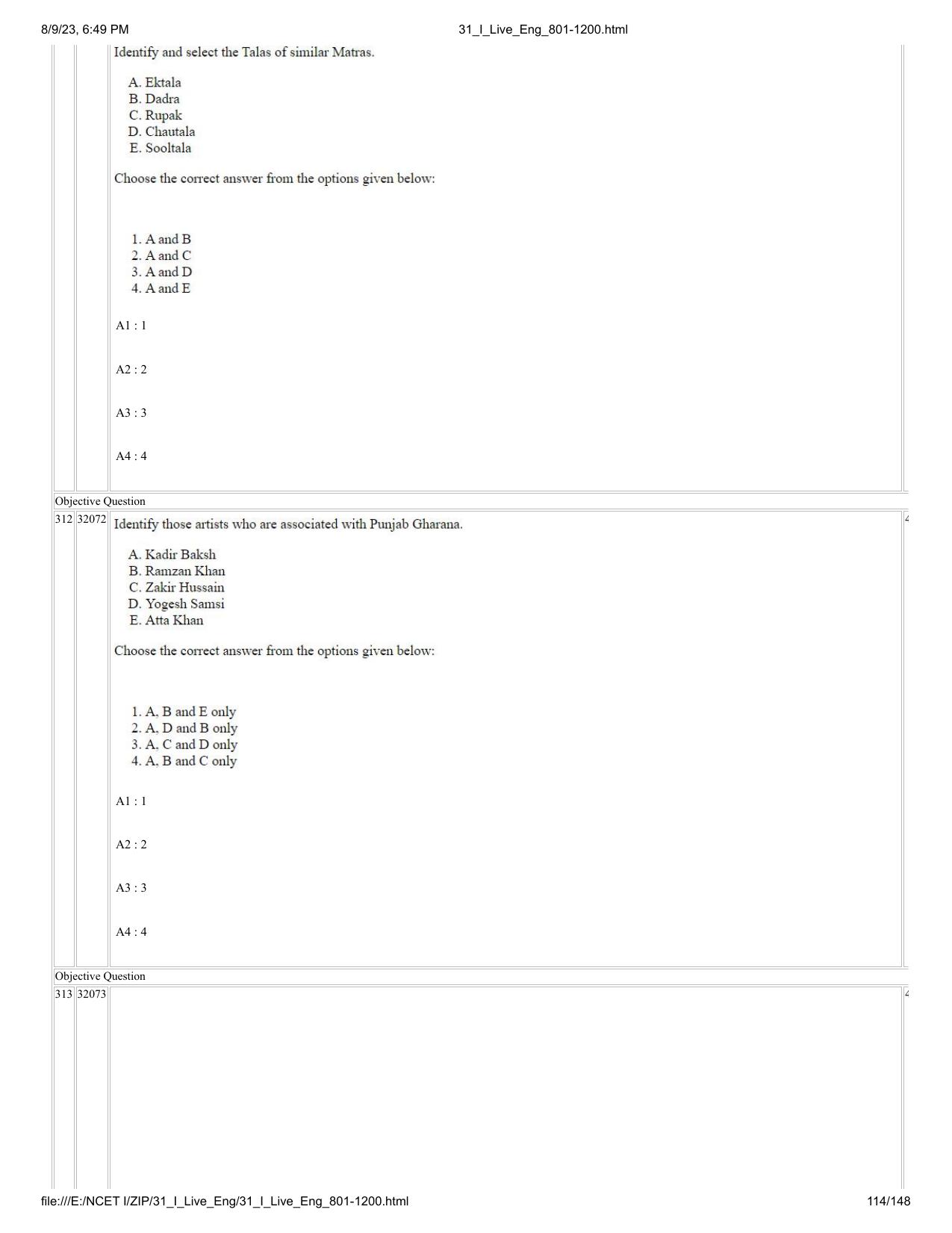 NCET 2023 Question Paper (English Q 801-1200) - Page 114