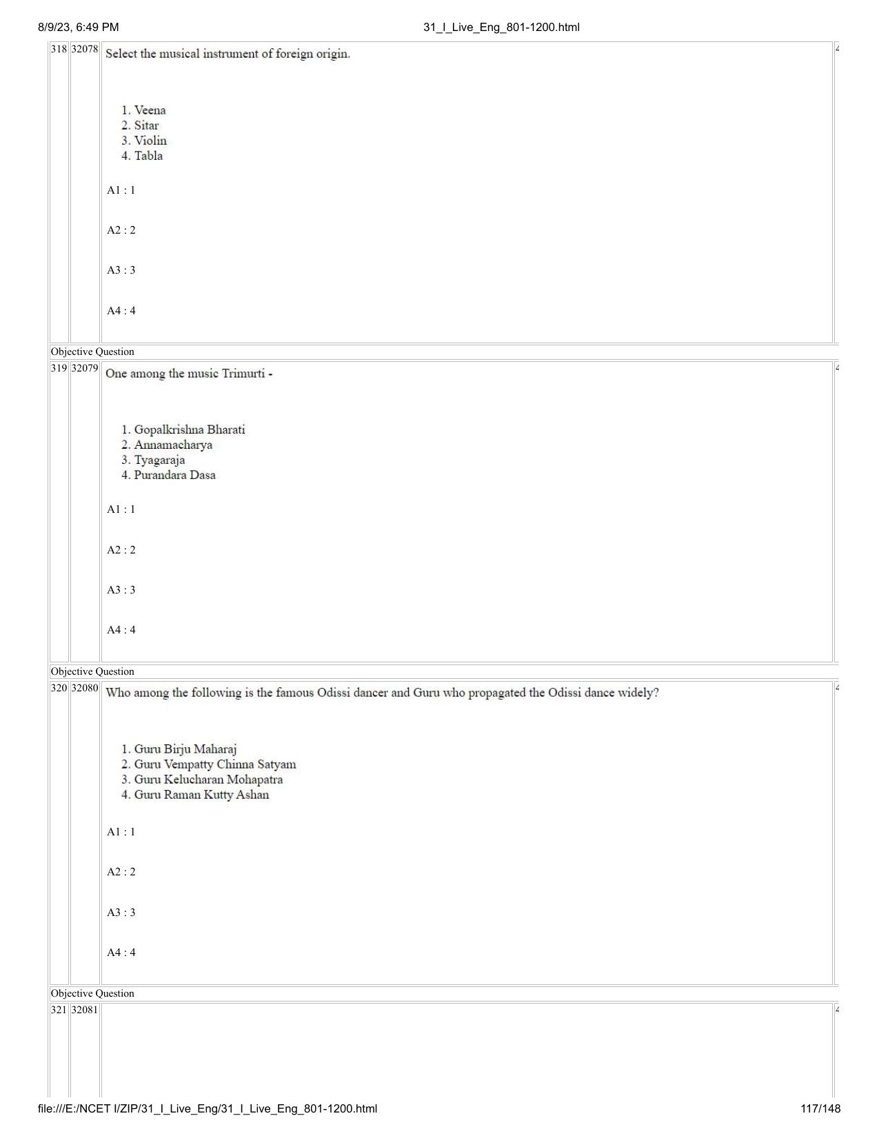 NCET 2023 Question Paper (English Q 801-1200) - Page 117