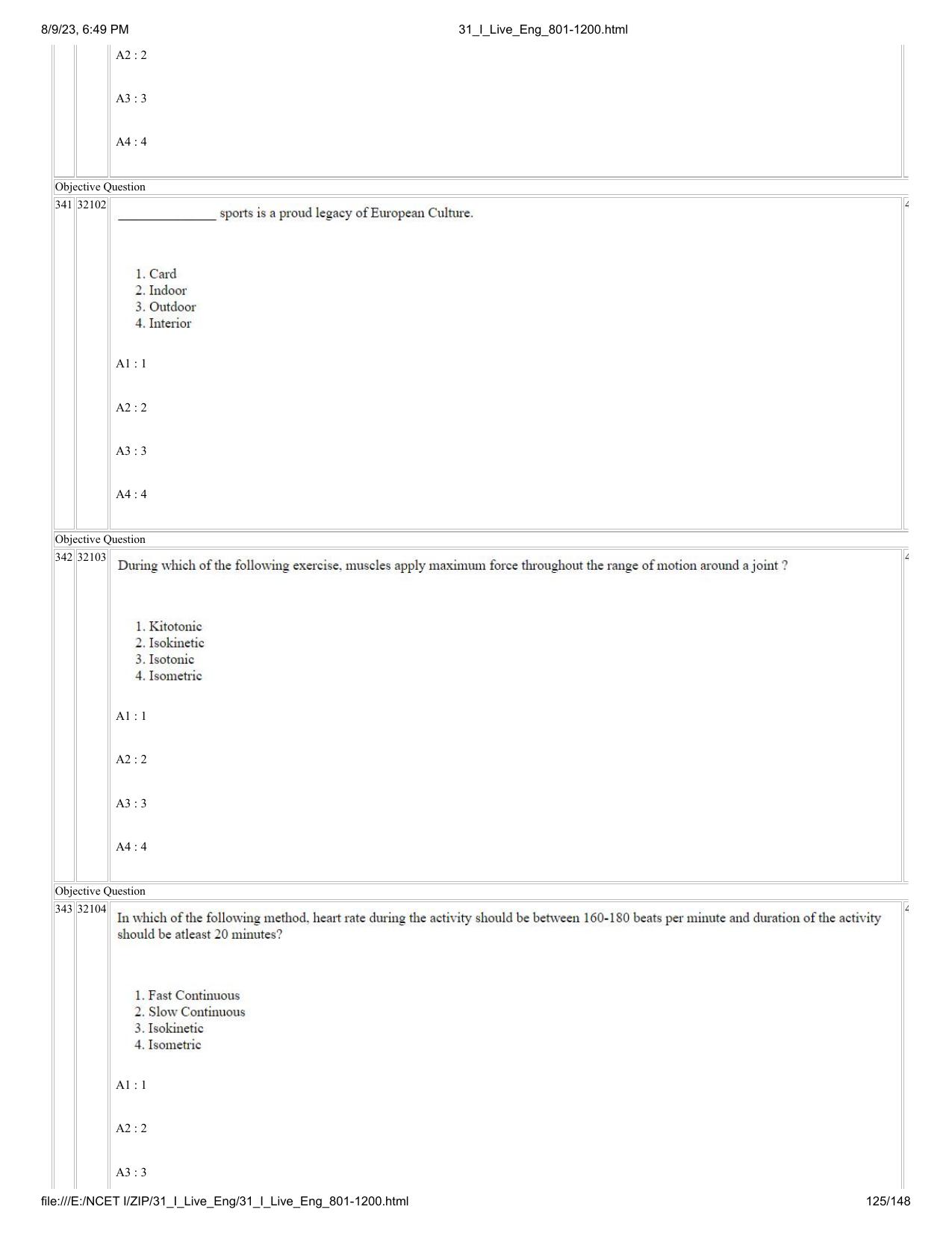 NCET 2023 Question Paper (English Q 801-1200) - Page 125