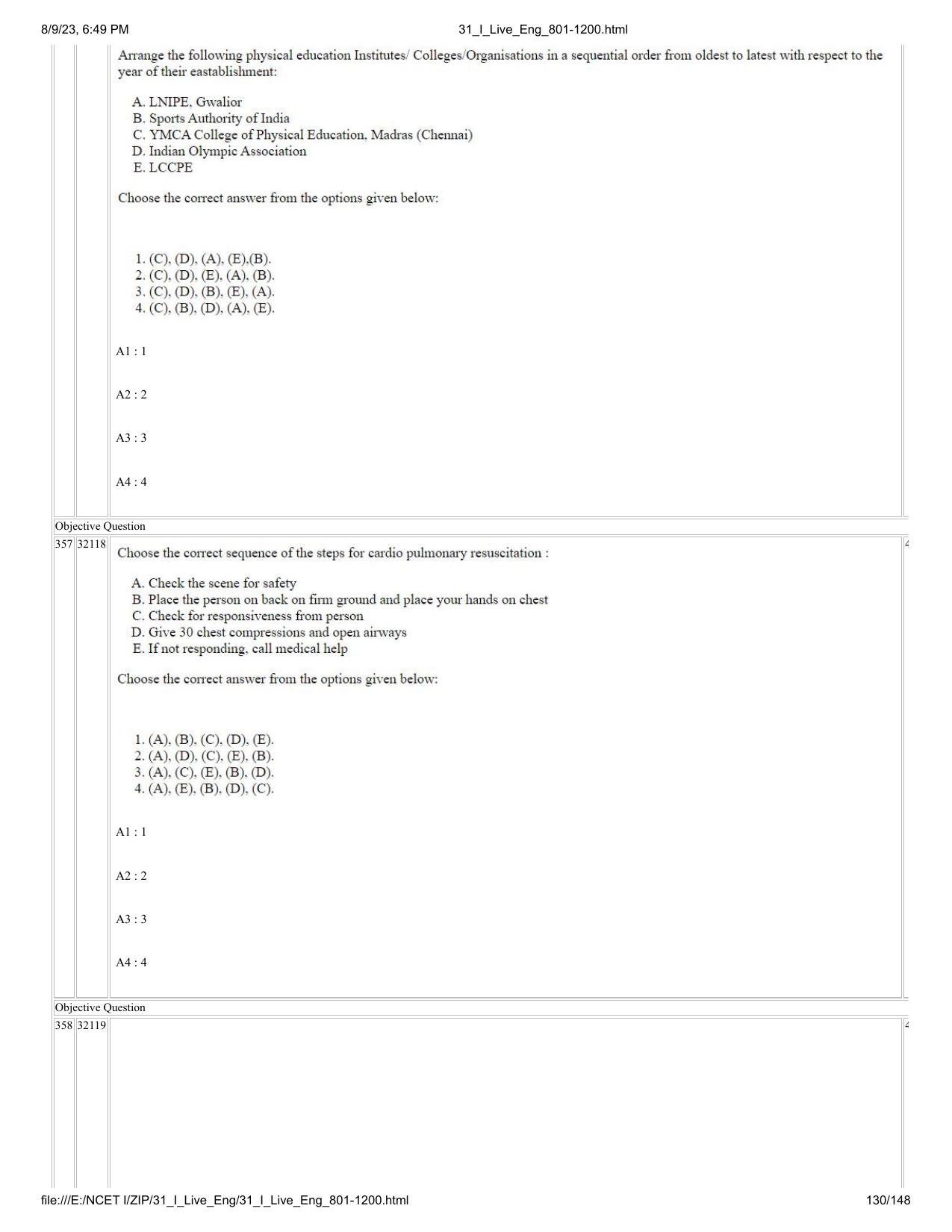 NCET 2023 Question Paper (English Q 801-1200) - Page 130