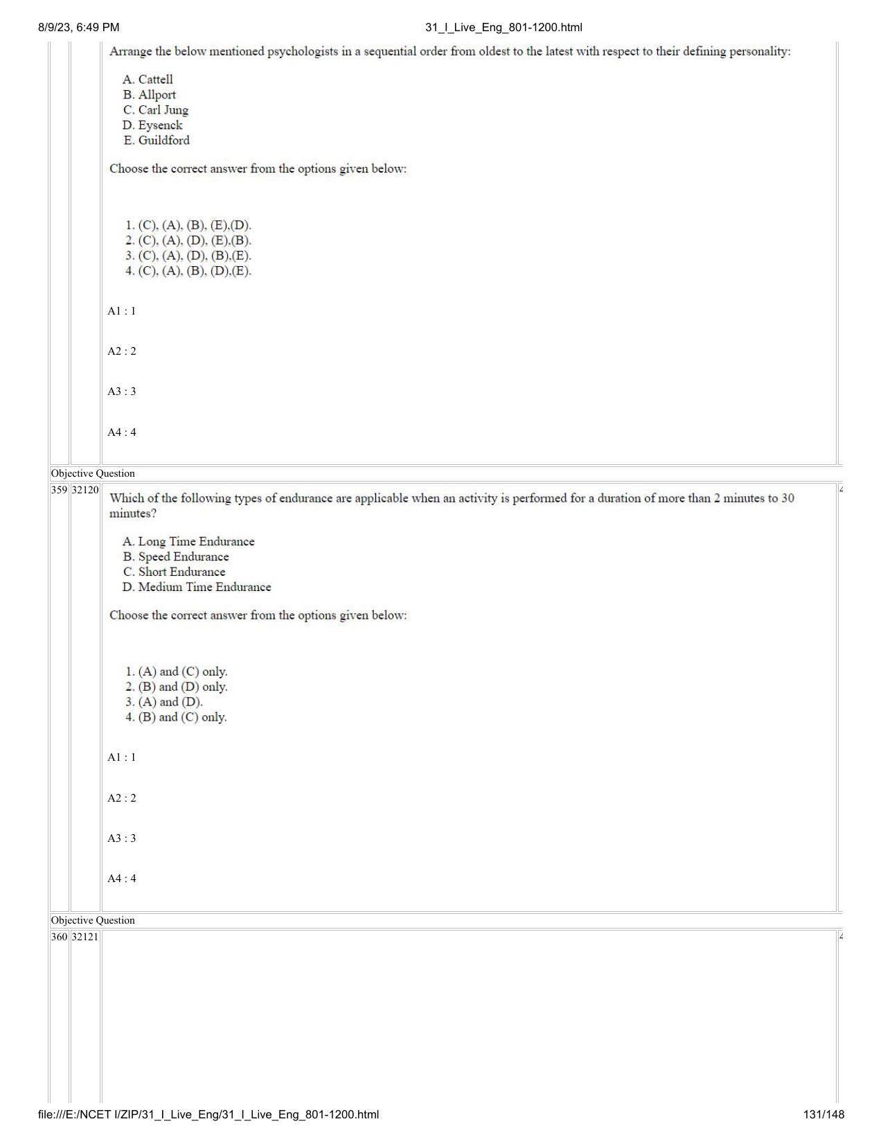 NCET 2023 Question Paper (English Q 801-1200) - Page 131