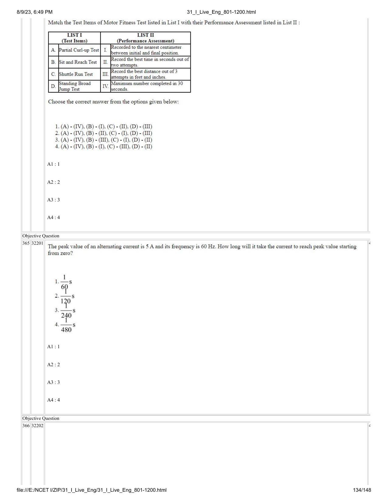 NCET 2023 Question Paper (English Q 801-1200) - Page 134