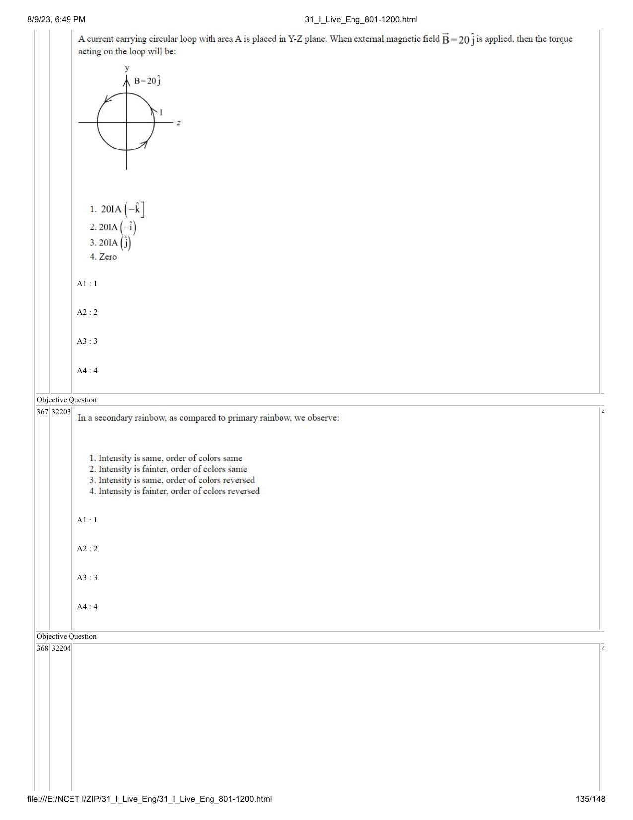 NCET 2023 Question Paper (English Q 801-1200) - Page 135
