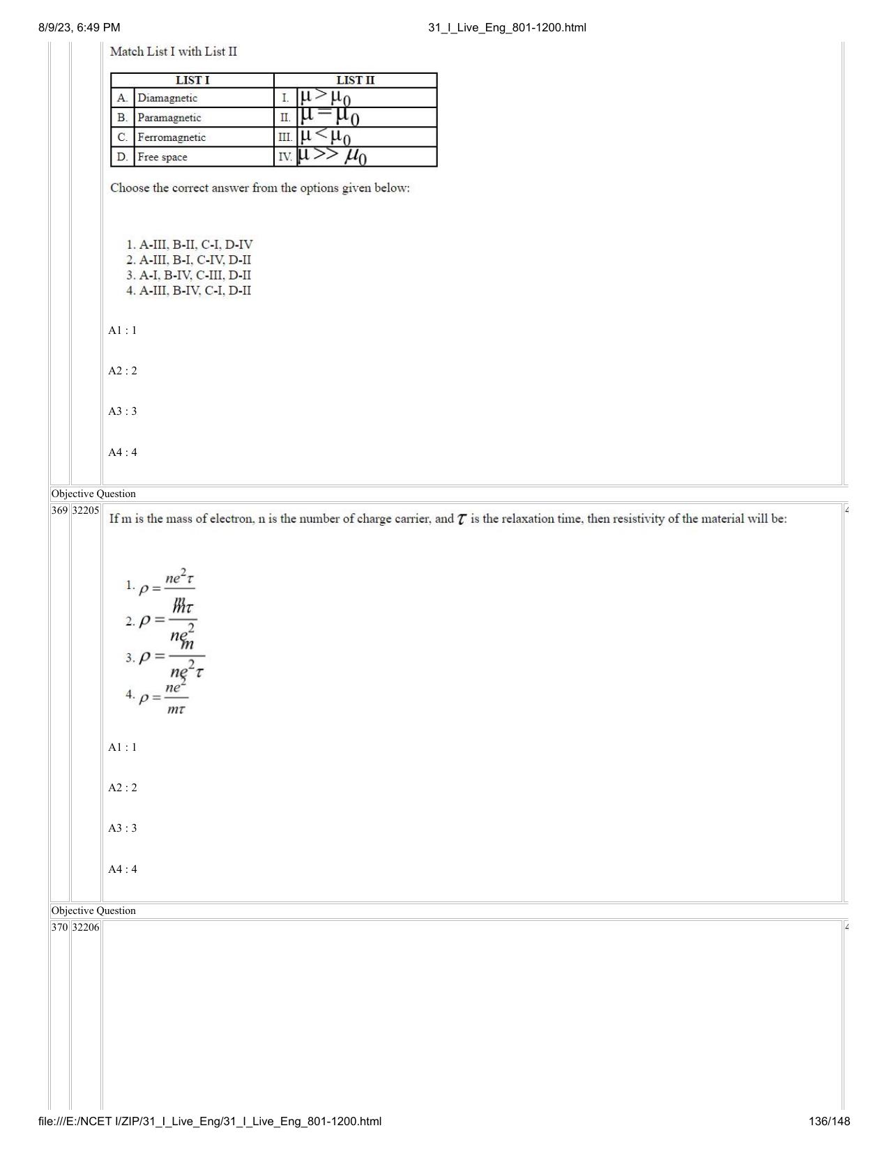 NCET 2023 Question Paper (English Q 801-1200) - Page 136
