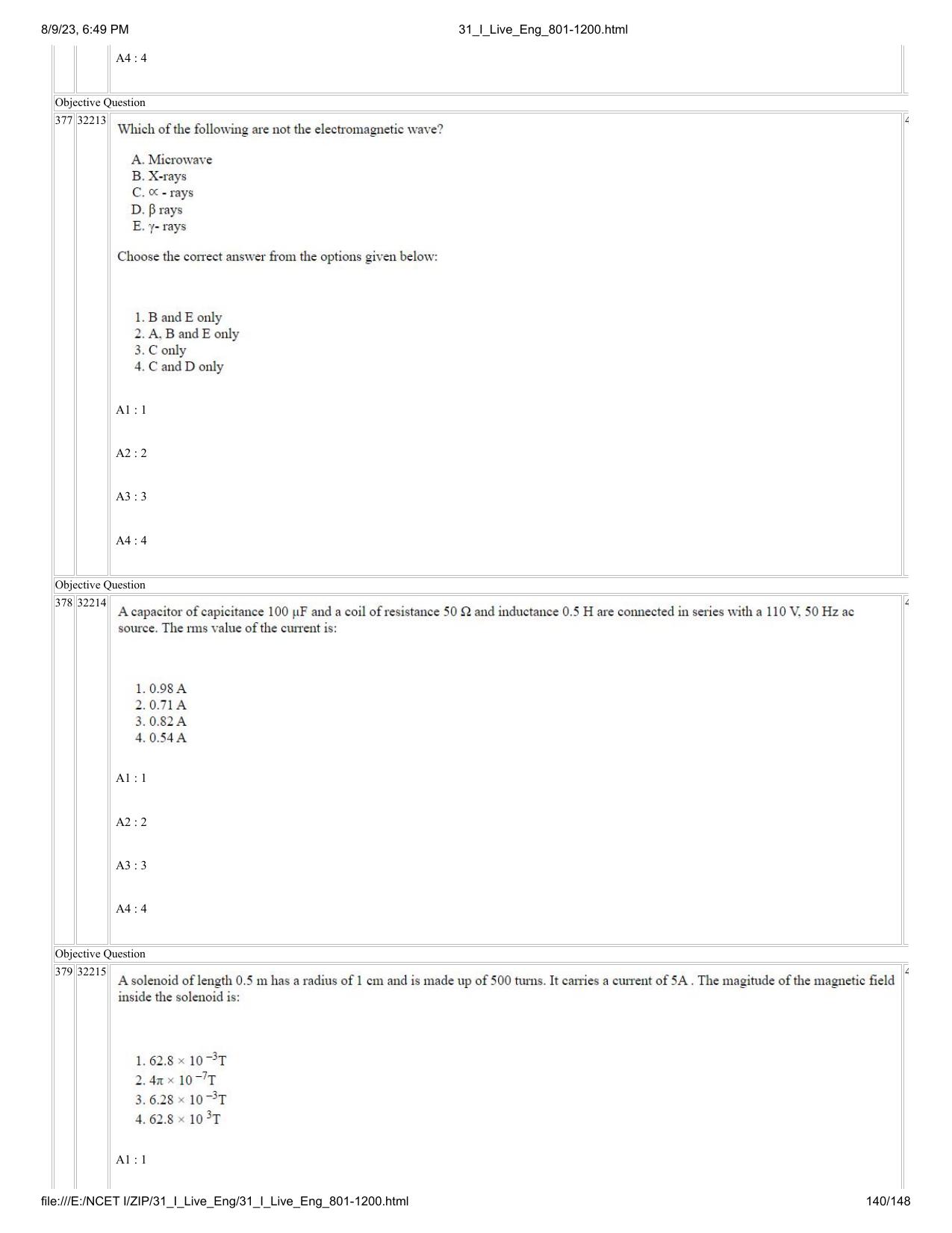 NCET 2023 Question Paper (English Q 801-1200) - Page 140