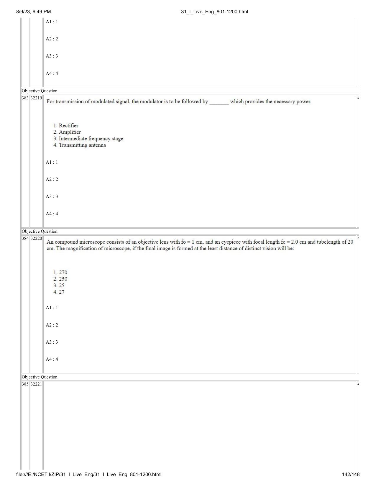 NCET 2023 Question Paper (English Q 801-1200) - Page 142