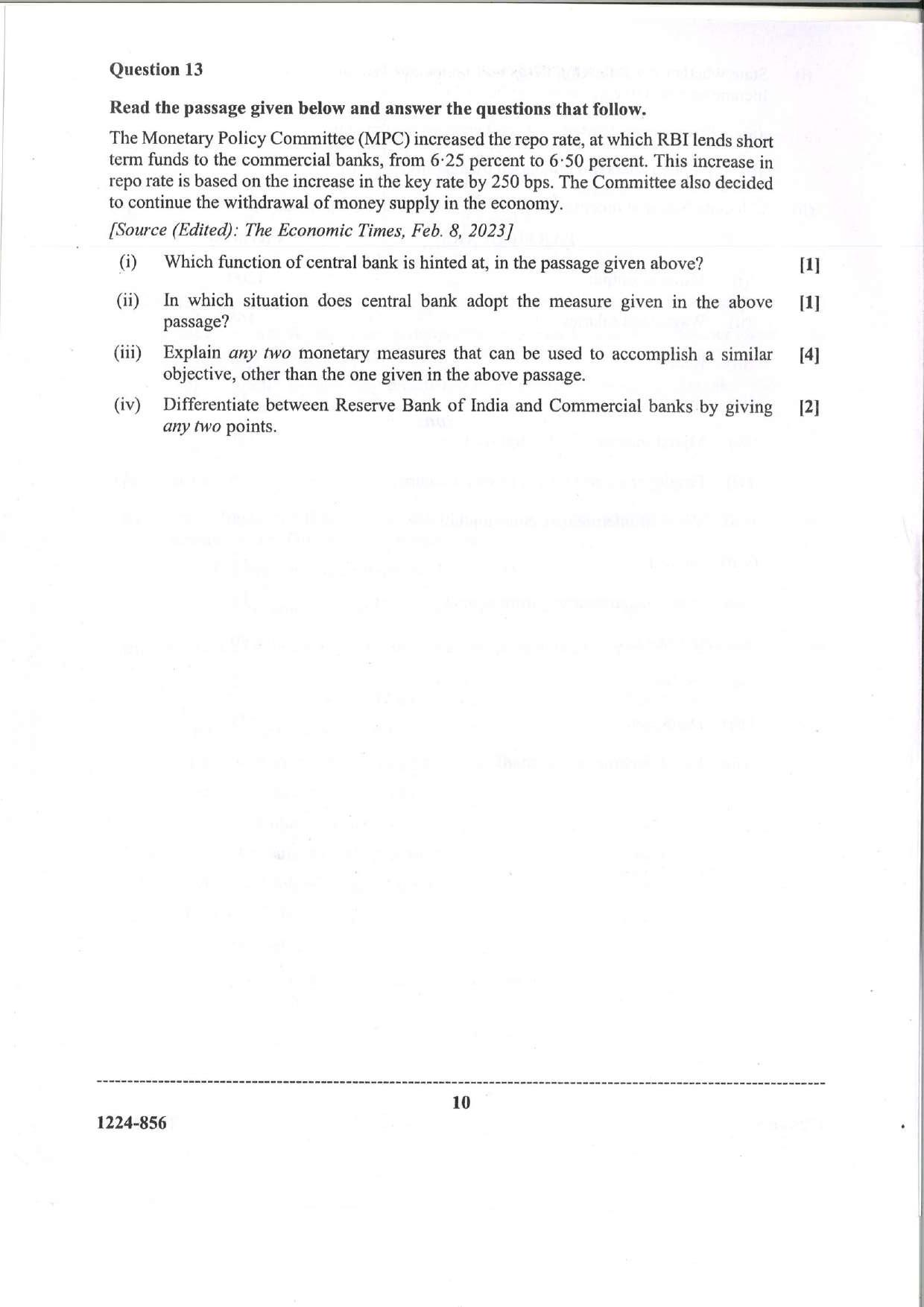 ISC Class 12 Economics 2024 Question Paper - Page 10